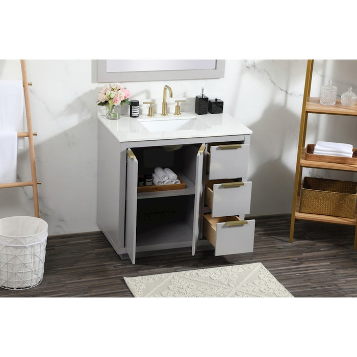 Elegant Blake 36" Single Bathroom Vanity, Grey/Backsplash