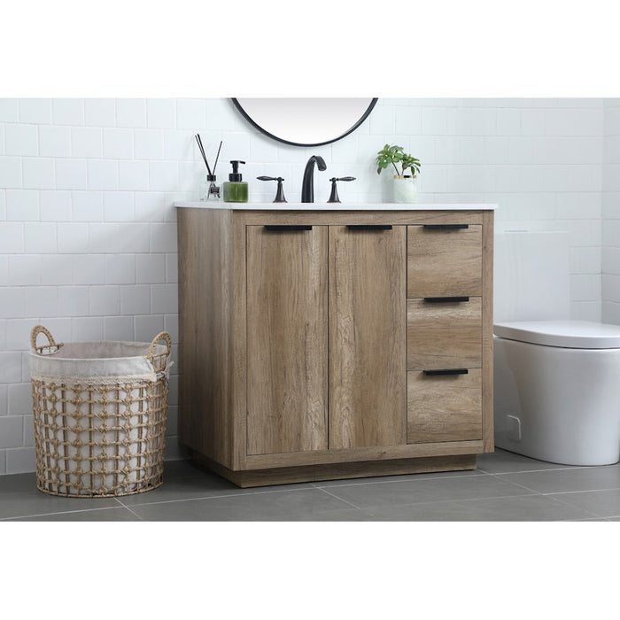 Elegant Lighting Blake 36"L Single Vanity Sink, Natural Oak