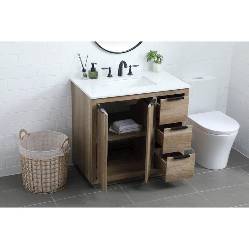 Elegant Lighting Blake 36"L Single Vanity Sink, Natural Oak