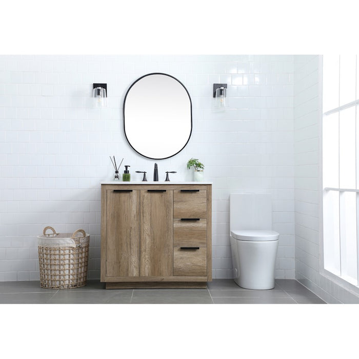 Elegant Lighting Blake 36"L Single Vanity Sink, Natural Oak