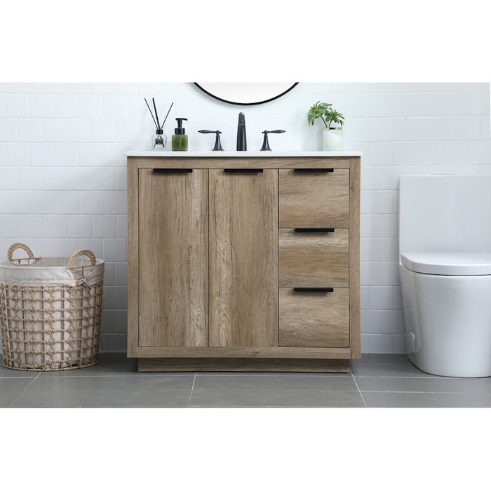 Elegant Lighting Blake 36"L Single Vanity Sink, Natural Oak