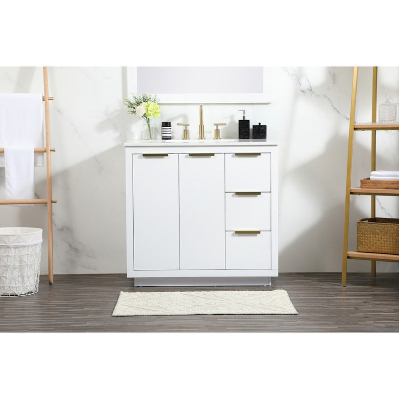Elegant Kitchen/Bath Blake 36" Single Bathroom Vanity, White