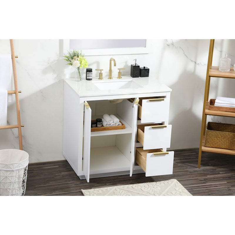 Elegant Kitchen/Bath Blake 36" Single Bathroom Vanity, White