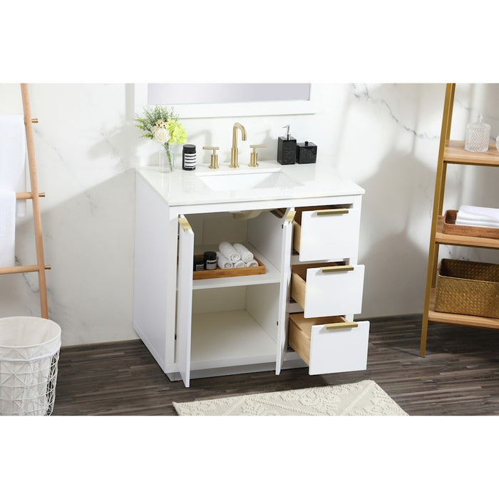 Elegant Kitchen/Bath Blake 36" Single Bathroom Vanity, White