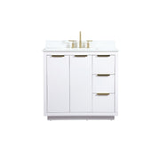 Elegant Blake 36" Single Bathroom Vanity, White/Backsplash - VF19436WH-BS