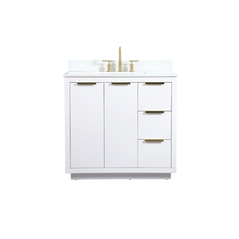 Elegant Blake 36" Single Bathroom Vanity, White/Backsplash - VF19436WH-BS