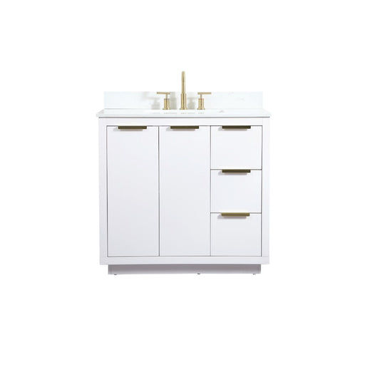 Elegant Blake 36" Single Bathroom Vanity, White/Backsplash - VF19436WH-BS