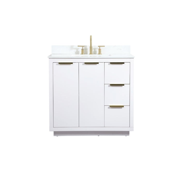 Elegant Blake 36" Single Bathroom Vanity, White/Backsplash - VF19436WH-BS
