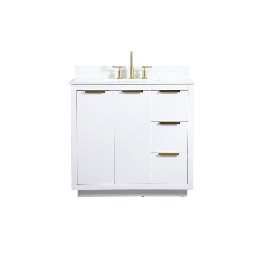 Elegant Blake 36" Single Bathroom Vanity, White/Backsplash - VF19436WH-BS