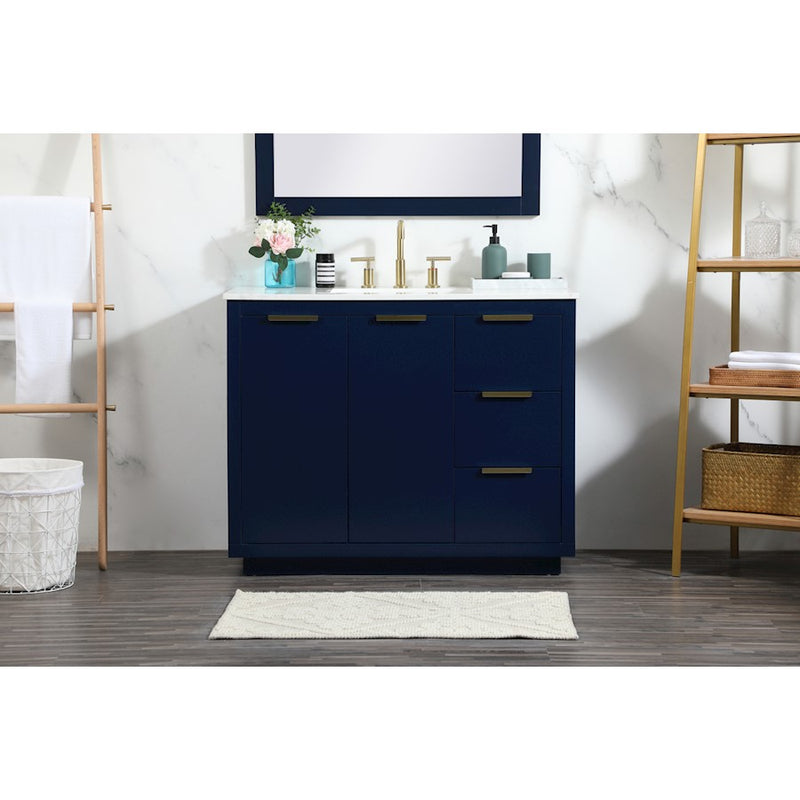 Elegant Kitchen/Bath Blake 42" Single Bathroom Vanity, Blue