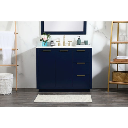 Elegant Kitchen/Bath Blake 42" Single Bathroom Vanity, Blue