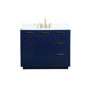 Elegant Blake 42" Single Bathroom Vanity, Blue/Backsplash - VF19442BL-BS