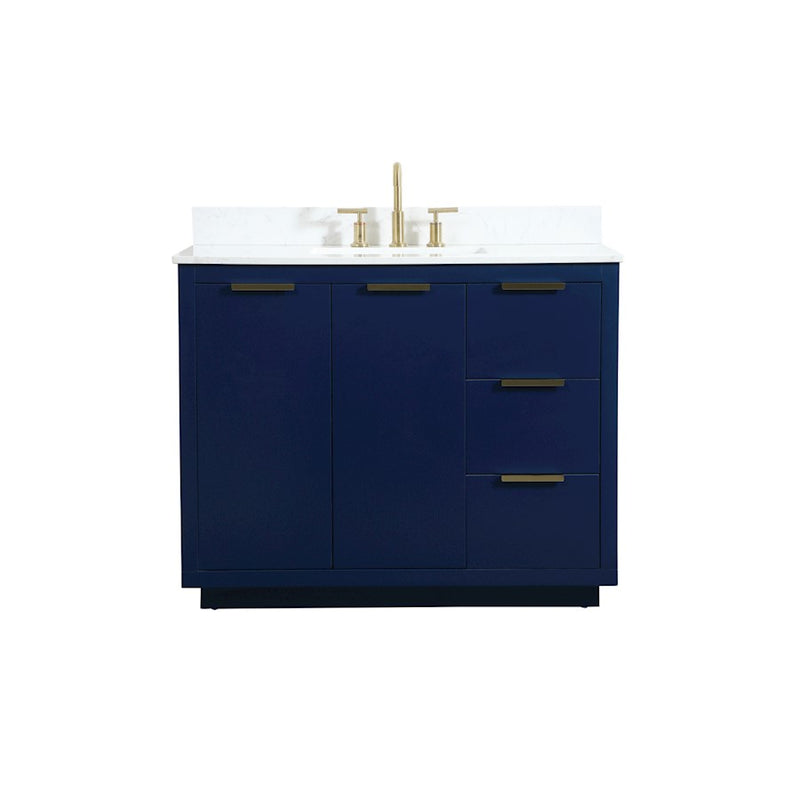 Elegant Blake 42" Single Bathroom Vanity, Blue/Backsplash - VF19442BL-BS