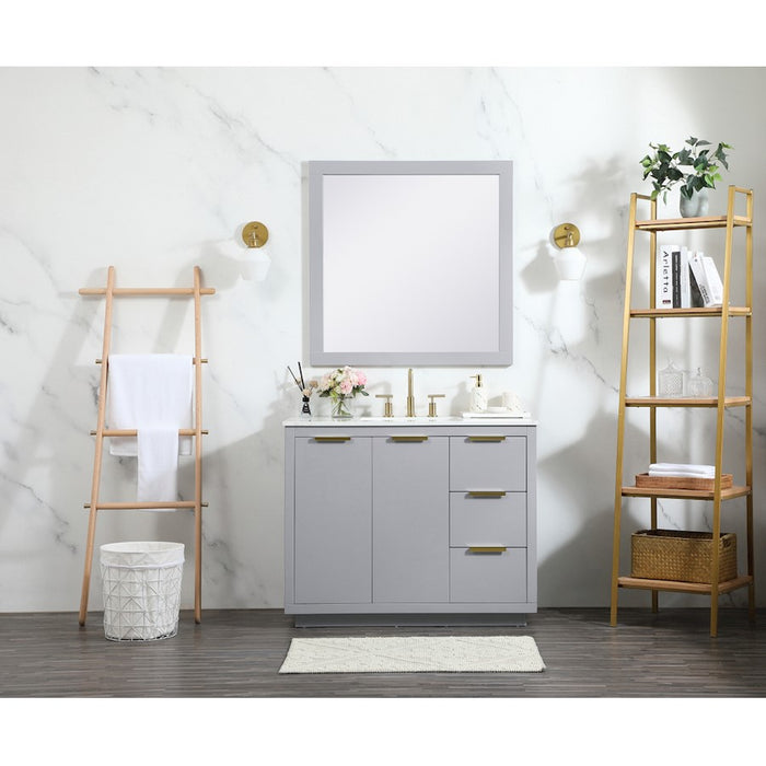 Elegant Blake 42" Single Bathroom Vanity, Blue/Backsplash