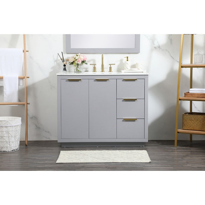 Elegant Kitchen/Bath Blake 42" Single Bathroom Vanity, Grey