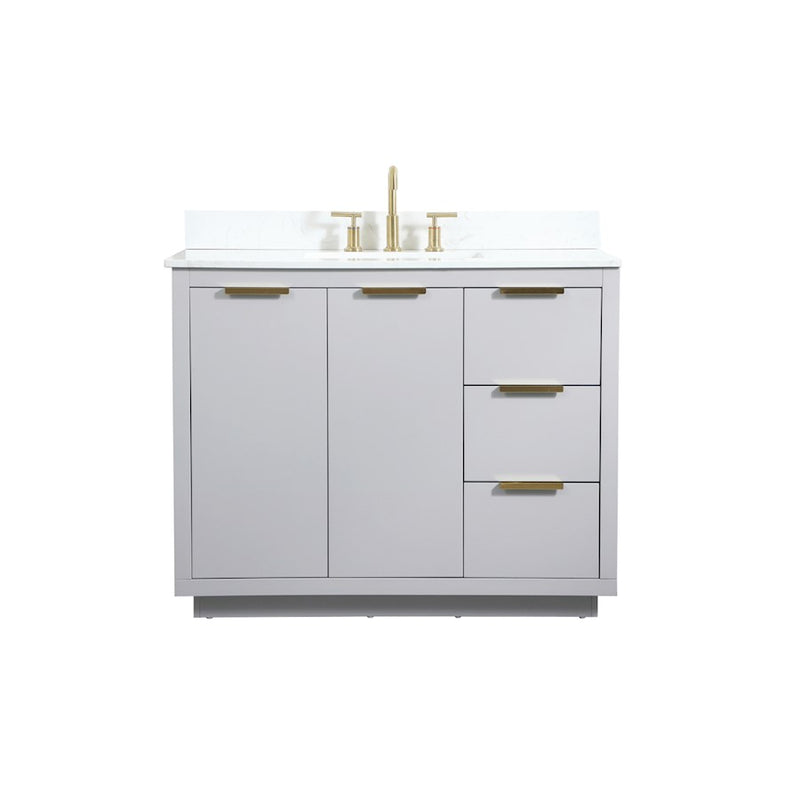 Elegant Blake 42" Single Bathroom Vanity, Grey/Backsplash - VF19442GR-BS