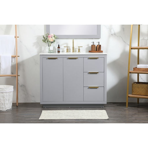 Elegant Blake 42" Single Bathroom Vanity, Grey/Backsplash