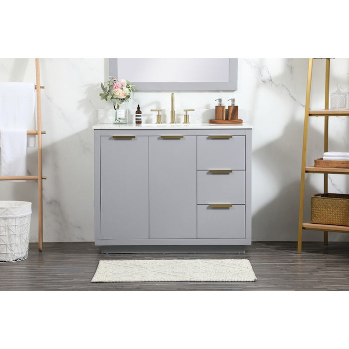 Elegant Blake 42" Single Bathroom Vanity, Grey/Backsplash