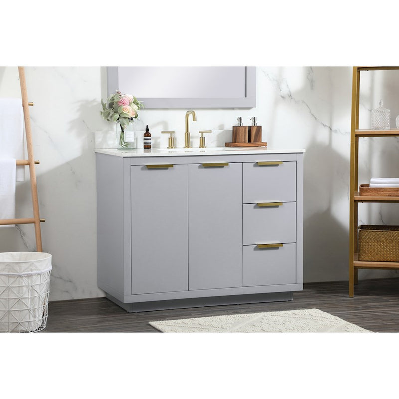 Elegant Blake 42" Single Bathroom Vanity, Grey/Backsplash