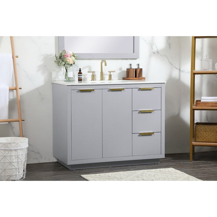 Elegant Blake 42" Single Bathroom Vanity, Grey/Backsplash