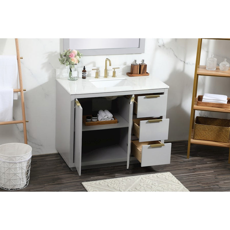 Elegant Blake 42" Single Bathroom Vanity, Grey/Backsplash