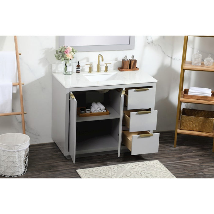 Elegant Blake 42" Single Bathroom Vanity, Grey/Backsplash