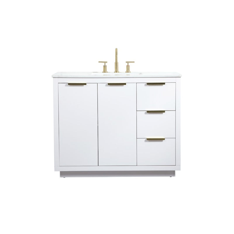 Elegant Kitchen/Bath Blake 42" Single Bathroom Vanity, White - VF19442WH