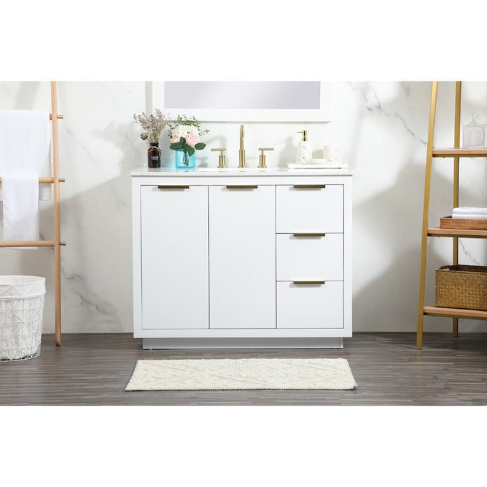 Elegant Kitchen/Bath Blake 42" Single Bathroom Vanity, White