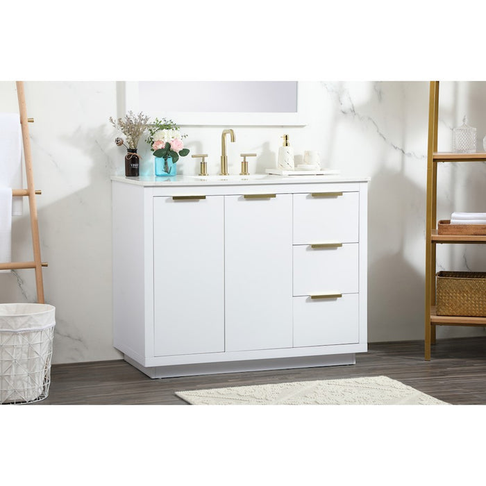 Elegant Kitchen/Bath Blake 42" Single Bathroom Vanity, White