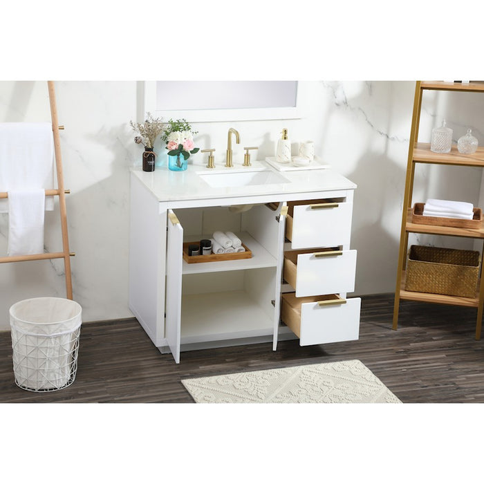 Elegant Kitchen/Bath Blake 42" Single Bathroom Vanity, White