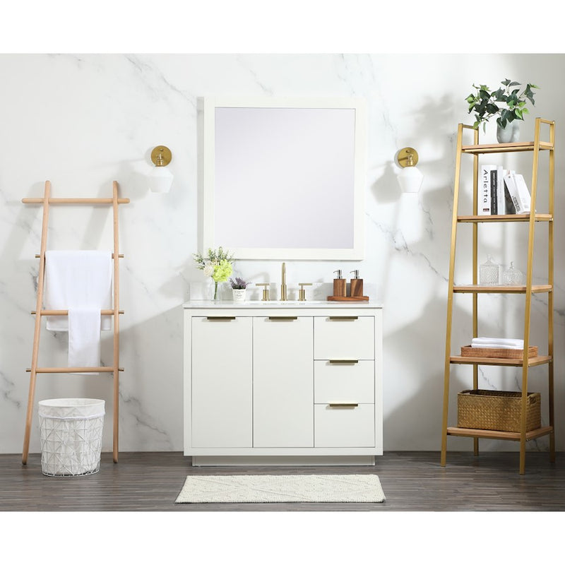 Elegant Kitchen/Bath Blake 42" Single Bathroom Vanity, White