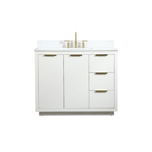 Elegant Blake 42" Single Bathroom Vanity, White/Backsplash - VF19442WH-BS