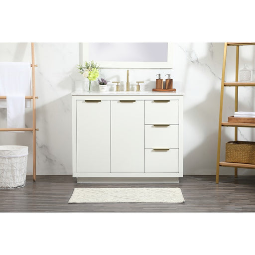 Elegant Blake 42" Single Bathroom Vanity, White/Backsplash