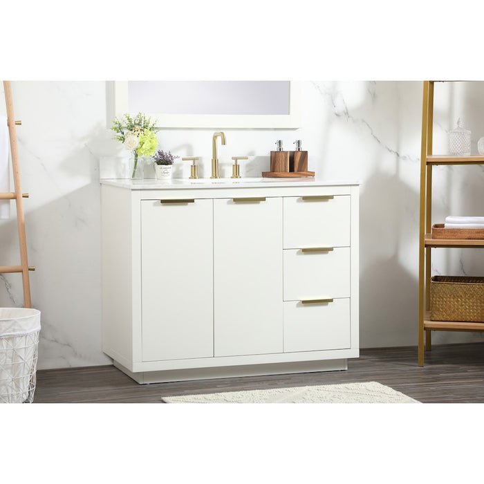 Elegant Blake 42" Single Bathroom Vanity, White/Backsplash