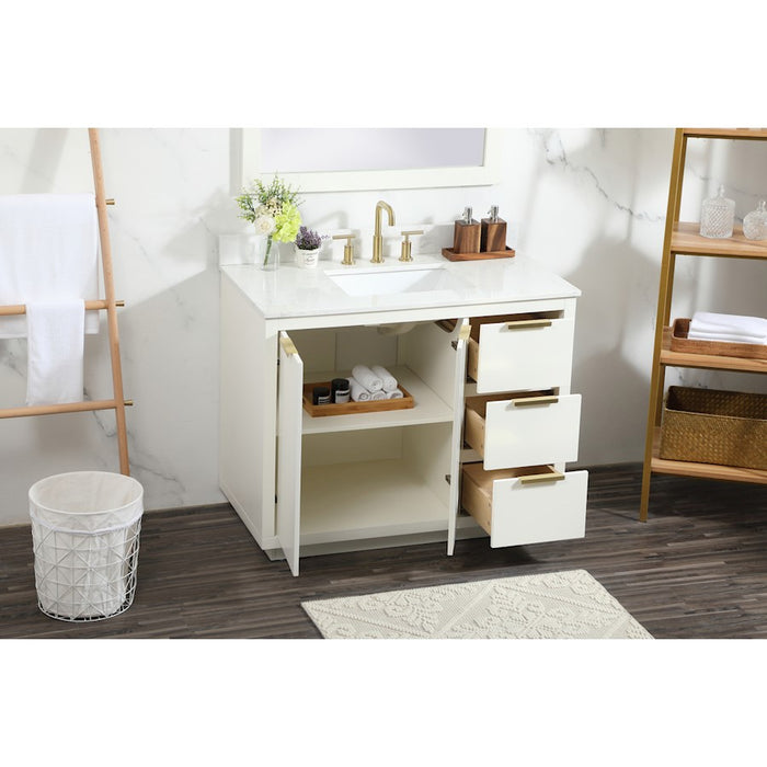 Elegant Blake 42" Single Bathroom Vanity, White/Backsplash