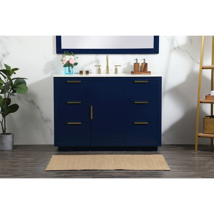Elegant Kitchen/Bath Blake 48" Single Bathroom Vanity, Blue