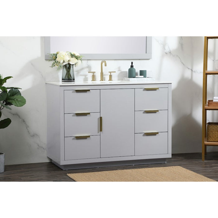 Elegant Blake 48" Single Bathroom Vanity, Grey/Backsplash