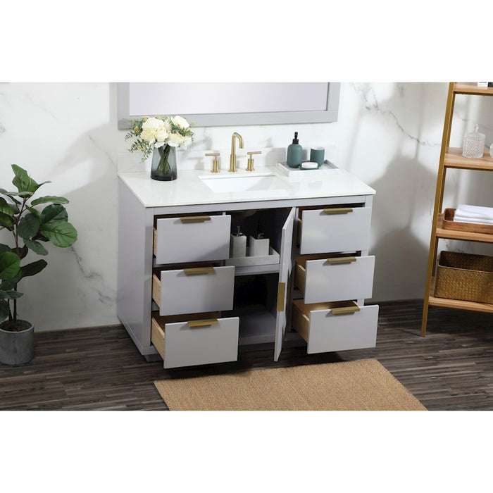 Elegant Blake 48" Single Bathroom Vanity, Grey/Backsplash