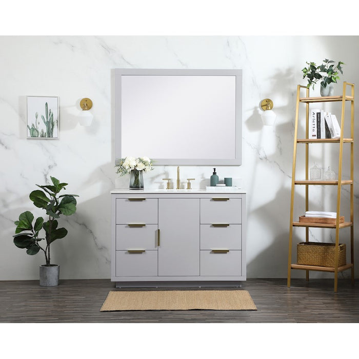 Elegant Blake 48" Single Bathroom Vanity, Grey/Backsplash