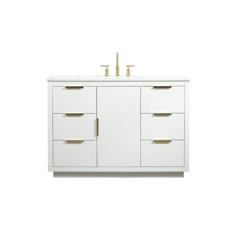 Elegant Kitchen/Bath Blake 48" Single Bathroom Vanity, White - VF19448WH