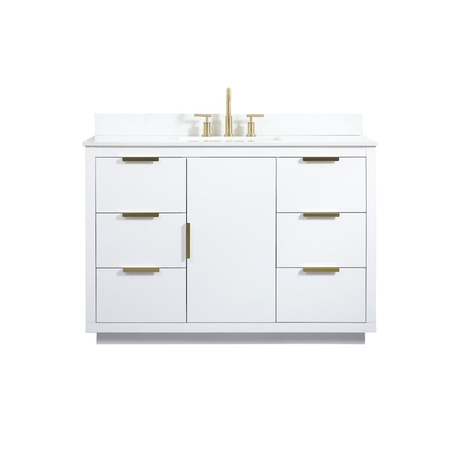 Elegant Blake 48" Single Bathroom Vanity, White/Backsplash - VF19448WH-BS