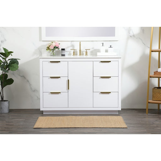 Elegant Blake 48" Single Bathroom Vanity, White/Backsplash