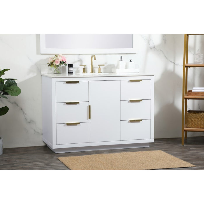 Elegant Blake 48" Single Bathroom Vanity, White/Backsplash
