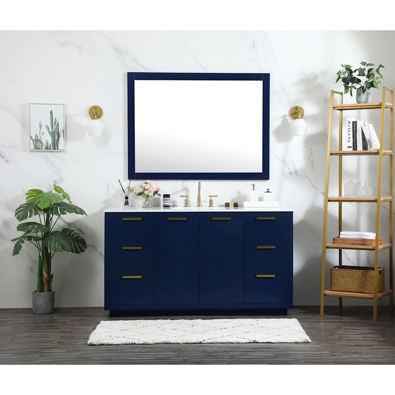 Elegant Blake 48" Single Bathroom Vanity, White/Backsplash