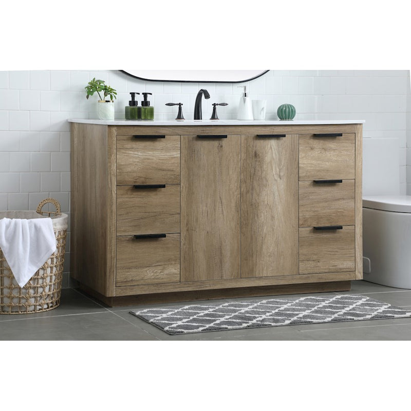 Elegant Lighting Blake 54"L Single Vanity Sink, Natural Oak