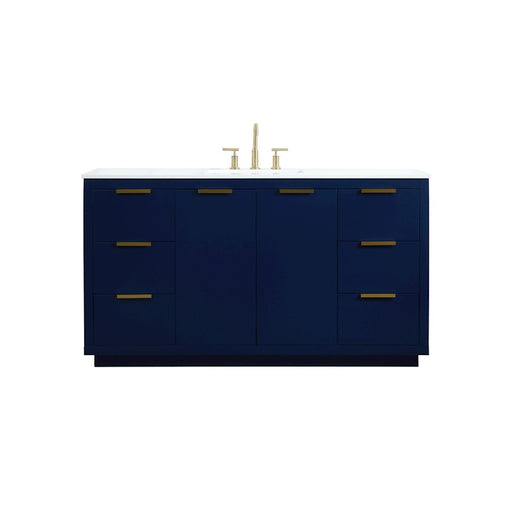 Elegant Kitchen/Bath Blake 60" Single Bathroom Vanity, Blue - VF19460BL