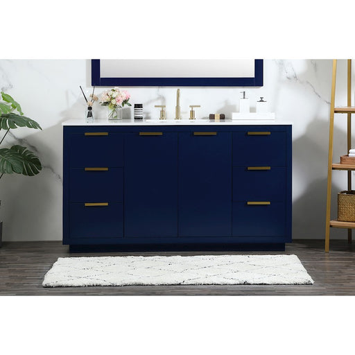 Elegant Kitchen/Bath Blake 60" Single Bathroom Vanity, Blue