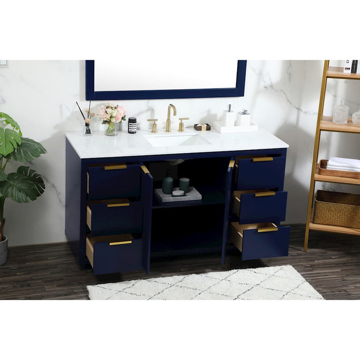 Elegant Kitchen/Bath Blake 60" Single Bathroom Vanity, Blue