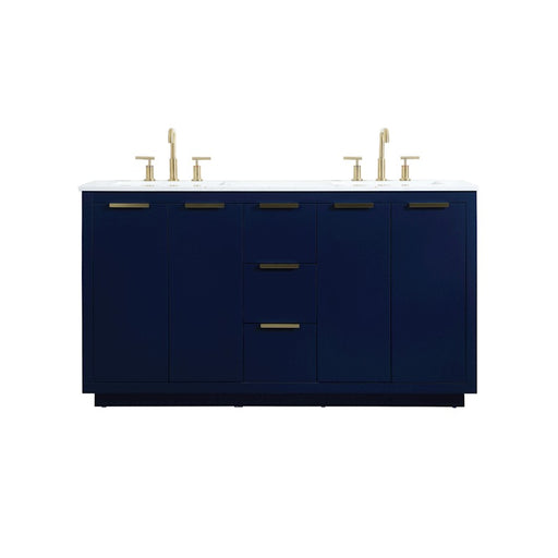 Elegant Kitchen/Bath Blake 60" Double Bathroom Vanity, Blue - VF19460DBL