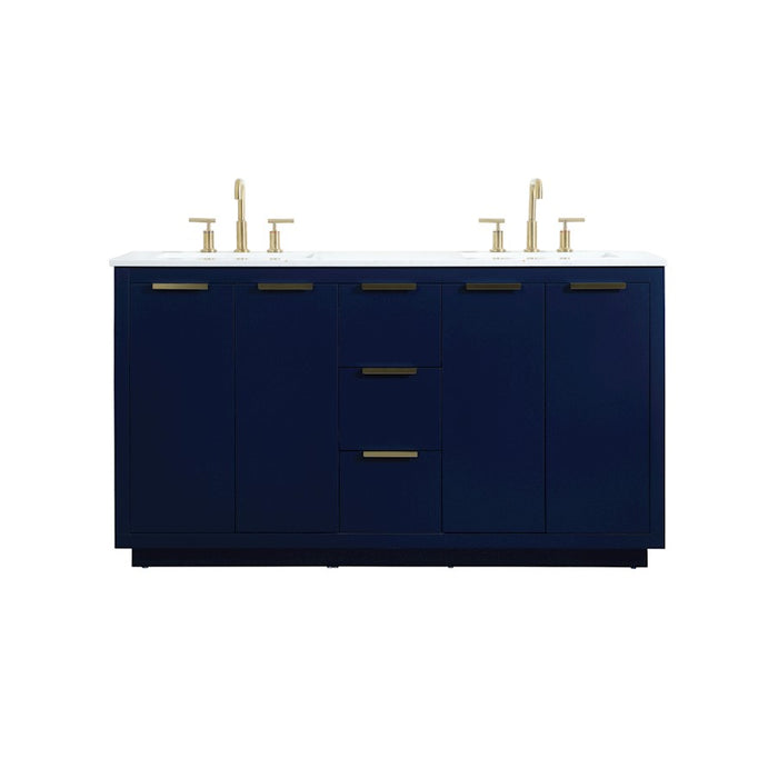 Elegant Kitchen/Bath Blake 60" Double Bathroom Vanity, Blue - VF19460DBL